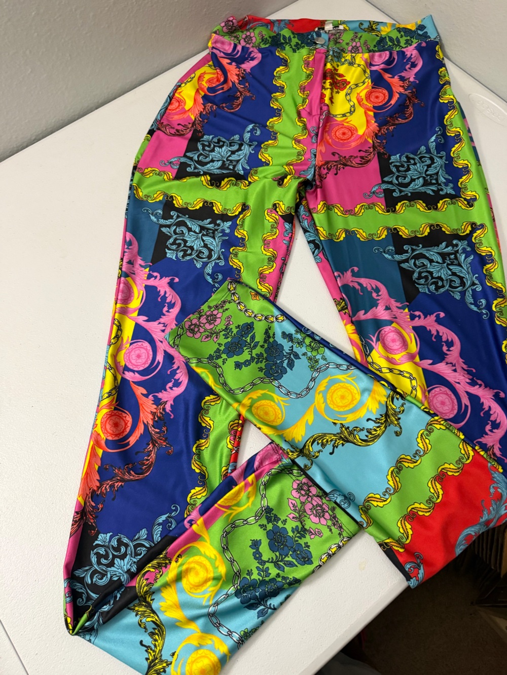 Fashion Nova Kids One-Piece in Pink, Blue, Green, Yellow and Teal Baroque Print